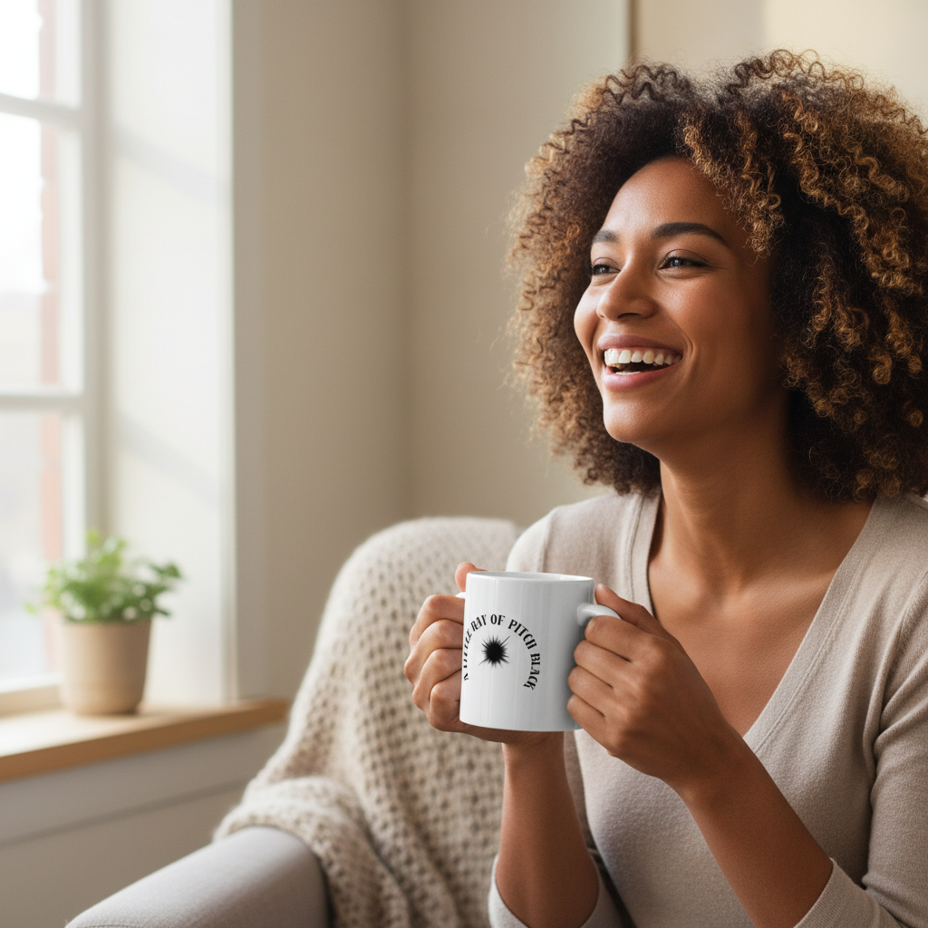 A Little Ray of Pitch Black Mug | Ceramic Coffee Cup 11oz