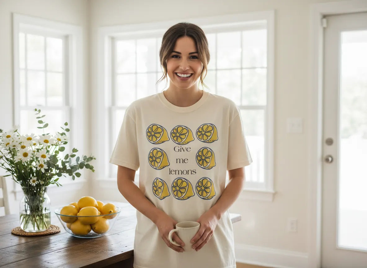 Give Me Lemons T-Shirt | Lemon Slice Graphic Tee, Citrus Floral Design