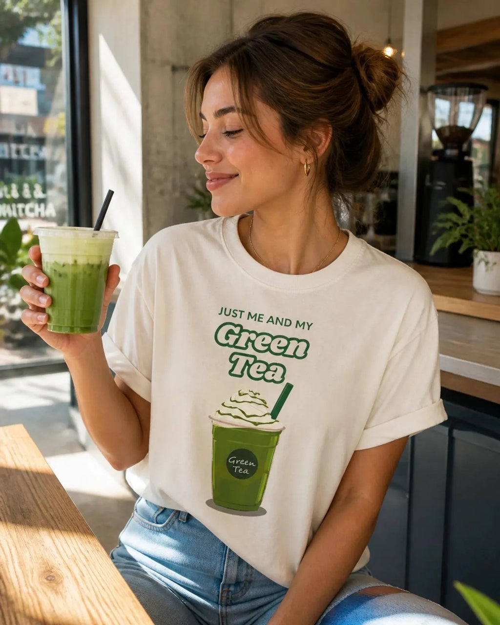 Just Me and My Green Tea T-Shirt | Matcha Drink Graphic Tee