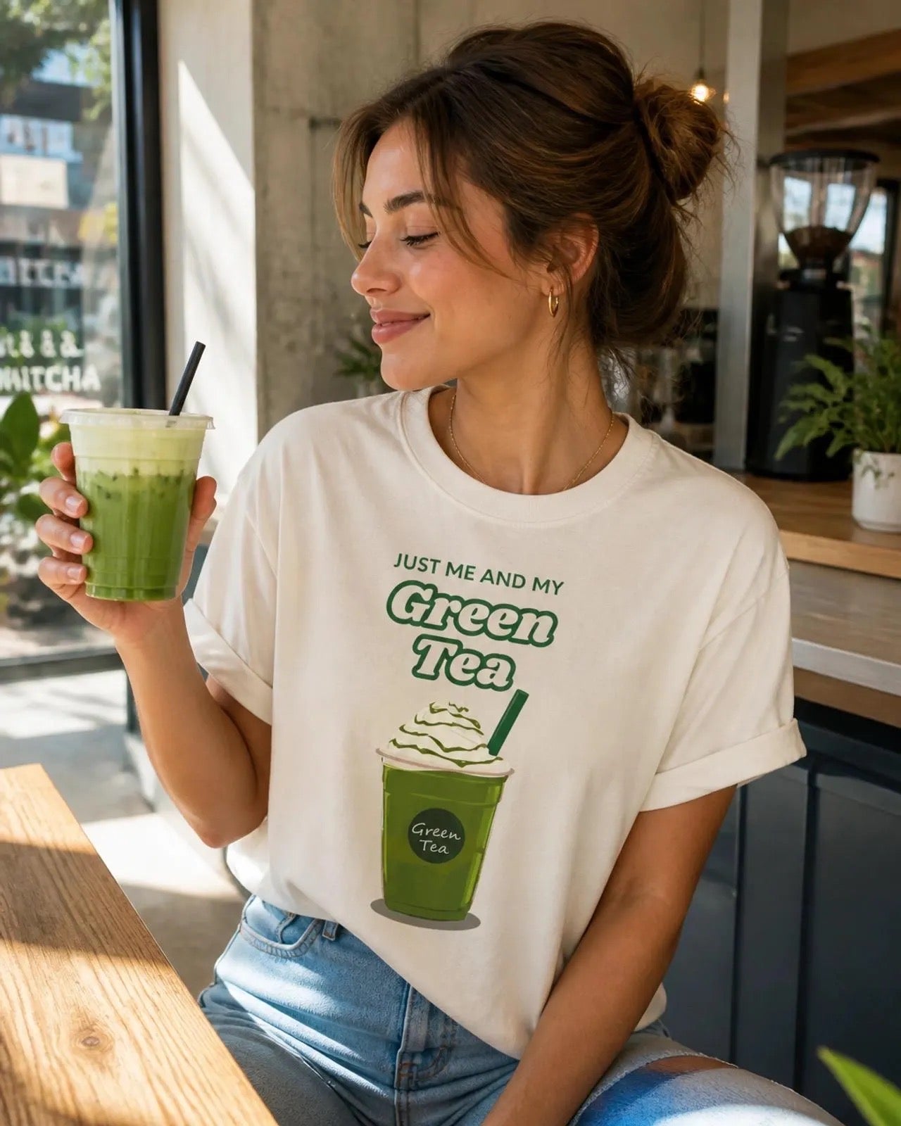 Just Me and My Green Tea T-Shirt | Matcha Drink Graphic Tee