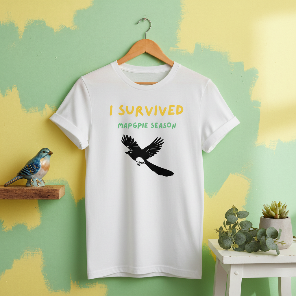 I Survived Magpie Season T-Shirt | Funny Aussie Bird Gift Tee for Nature Lovers