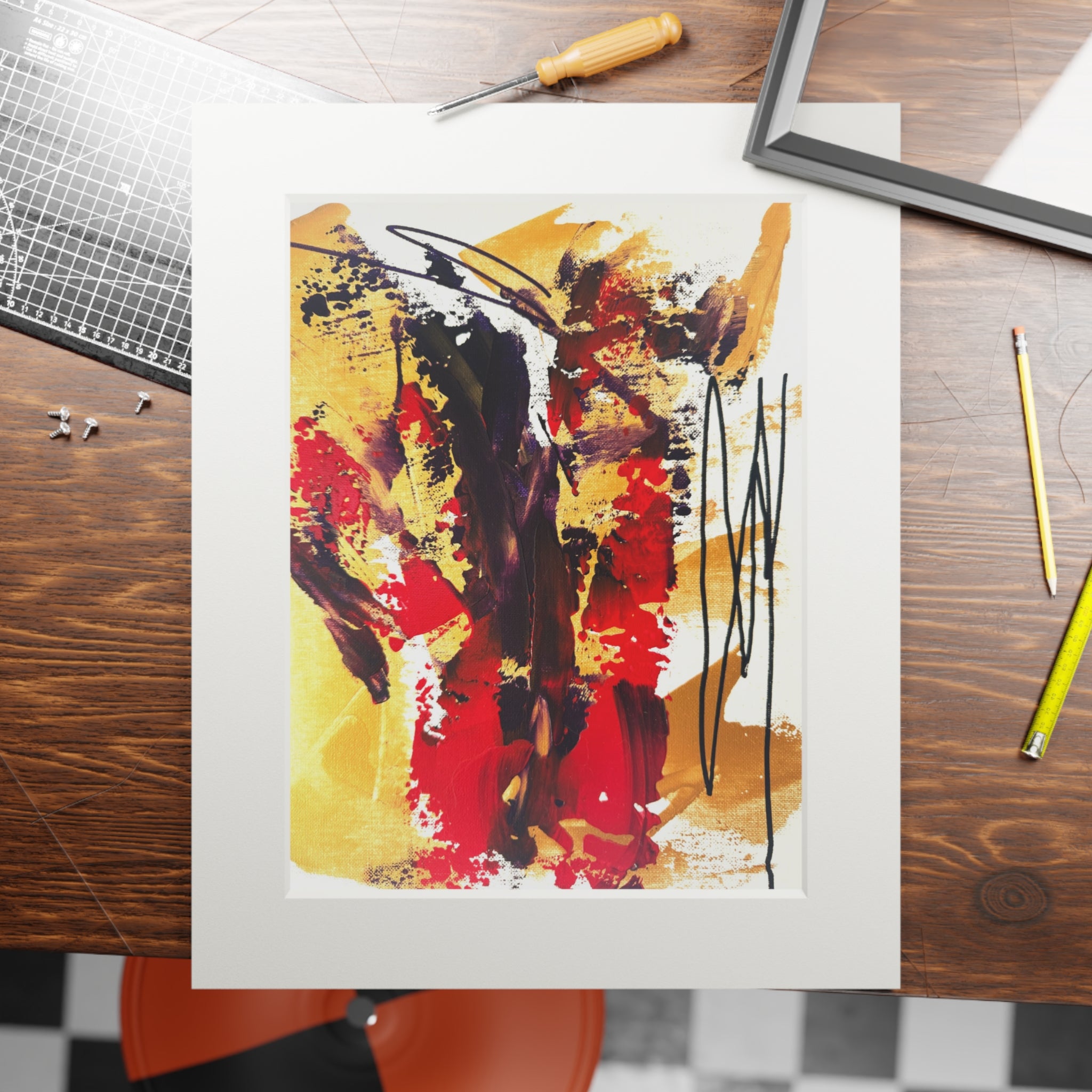 Blaze of Emotion Giclée Abstract Art Print | Passepartout Mounted Fine Art Print | Modern Colourful Wall Art