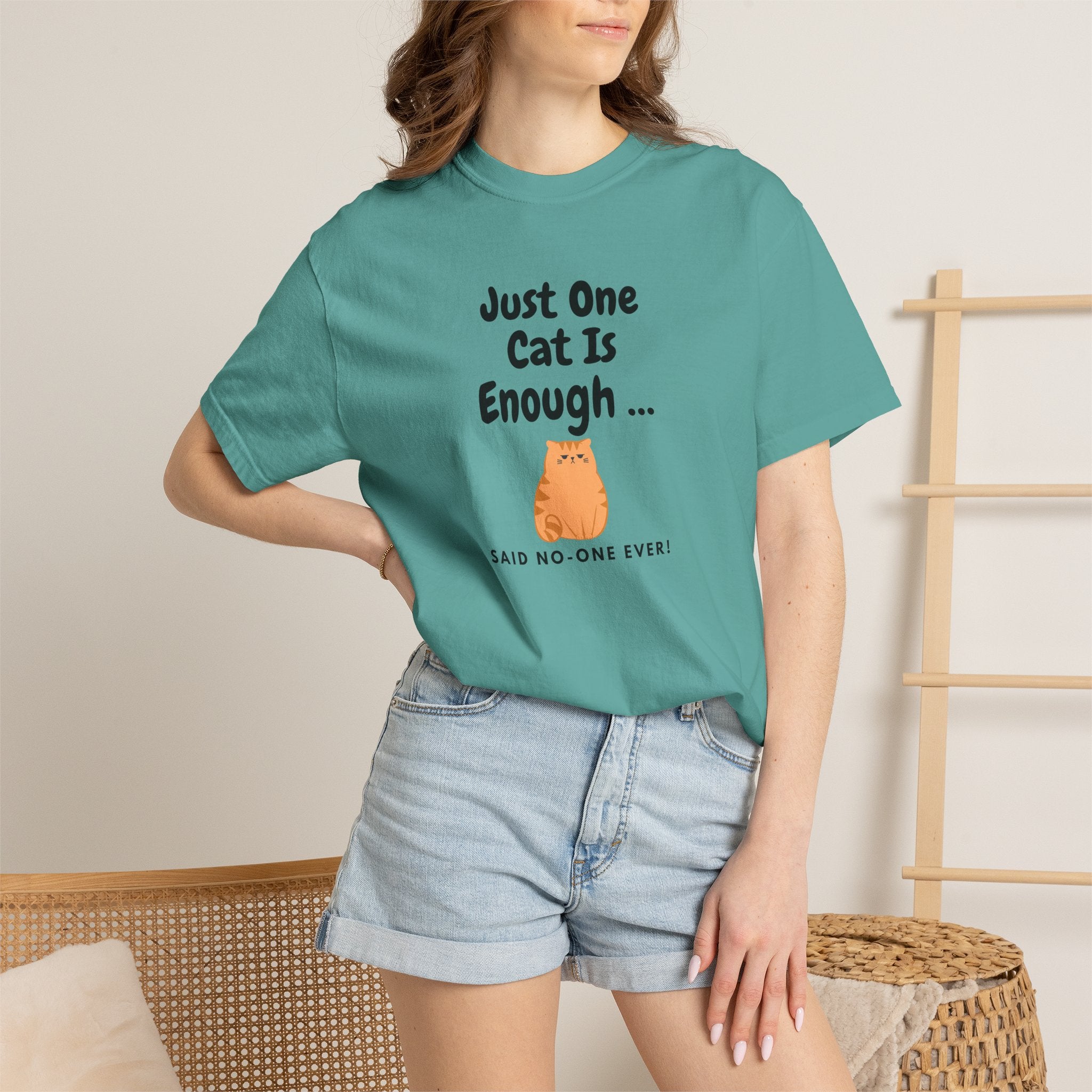 Just One Cat Is Enough Cute Orange Cat Illustration T-shirt | Cat Lover Tee