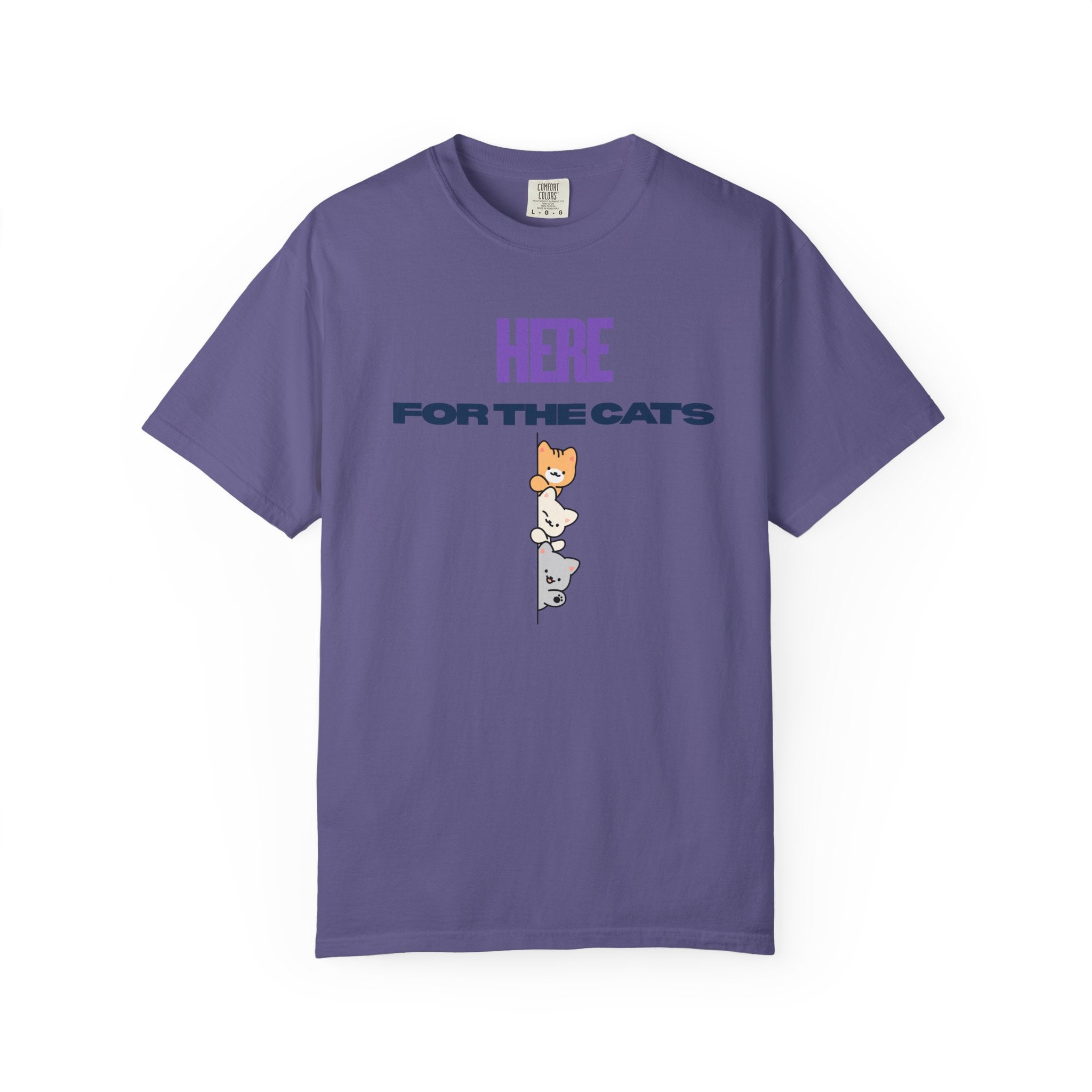 Here for the Cats T-Shirt | Stacked Cartoon Cats Cat Lover Tee