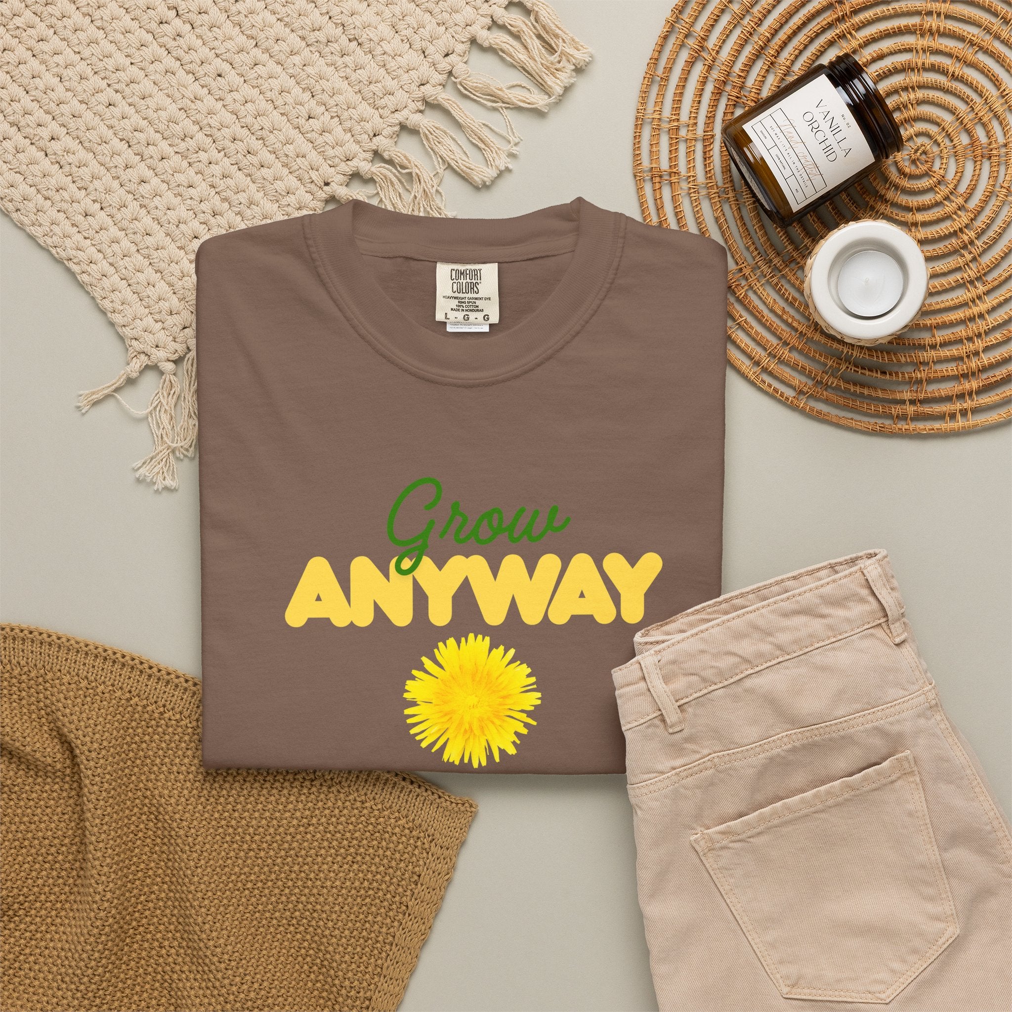 Grow Anyway T-Shirt — Floral Positive Vibe Tee