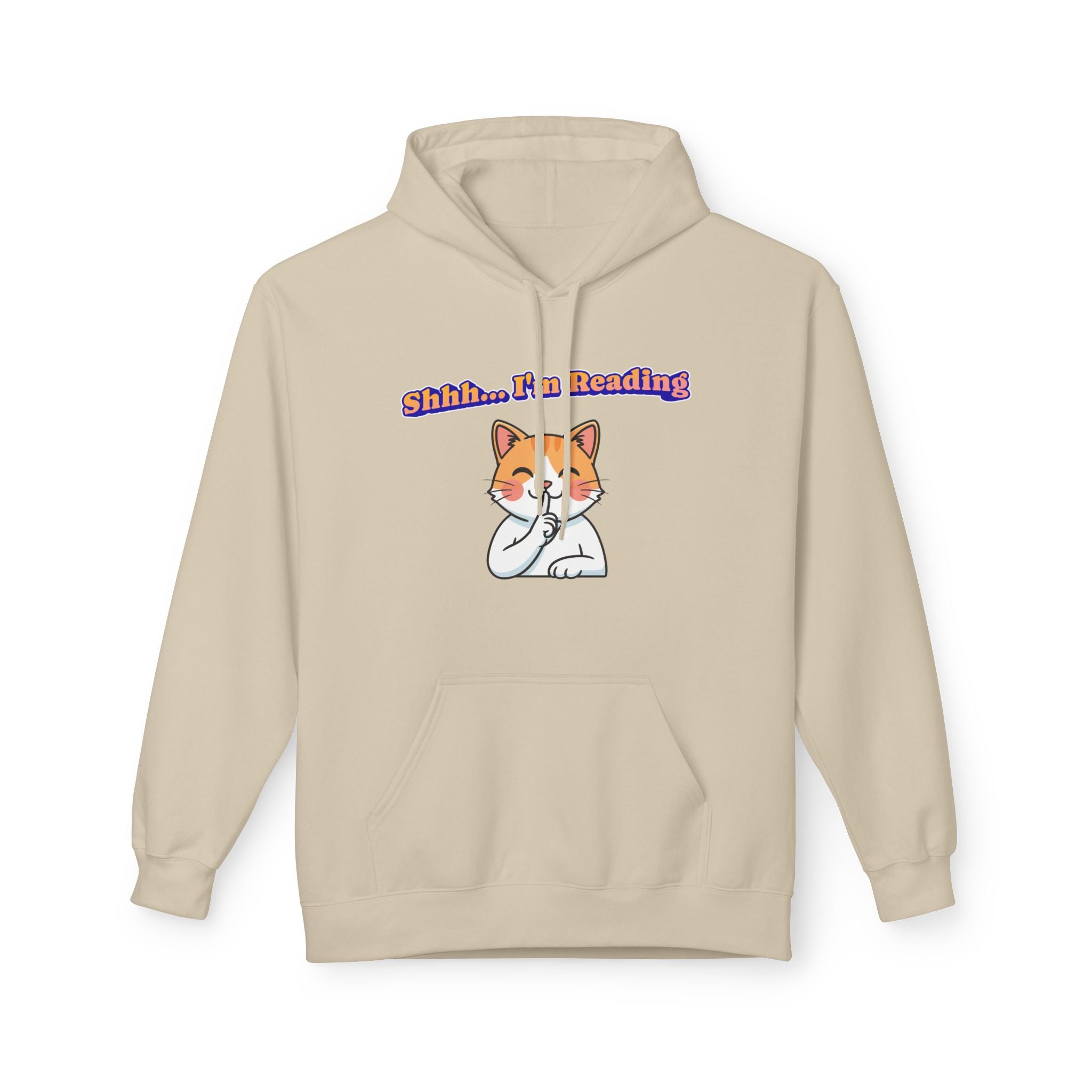 Reading Cat Hoodie — "Shhh... I'm Reading" Cute Cat Graphic Pullover
