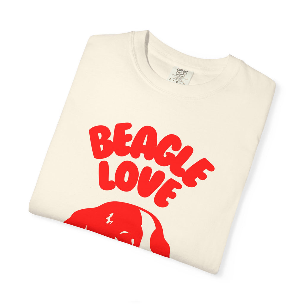 Beagle Love T-Shirt | Retro Dog Illustration, Red Silhouette