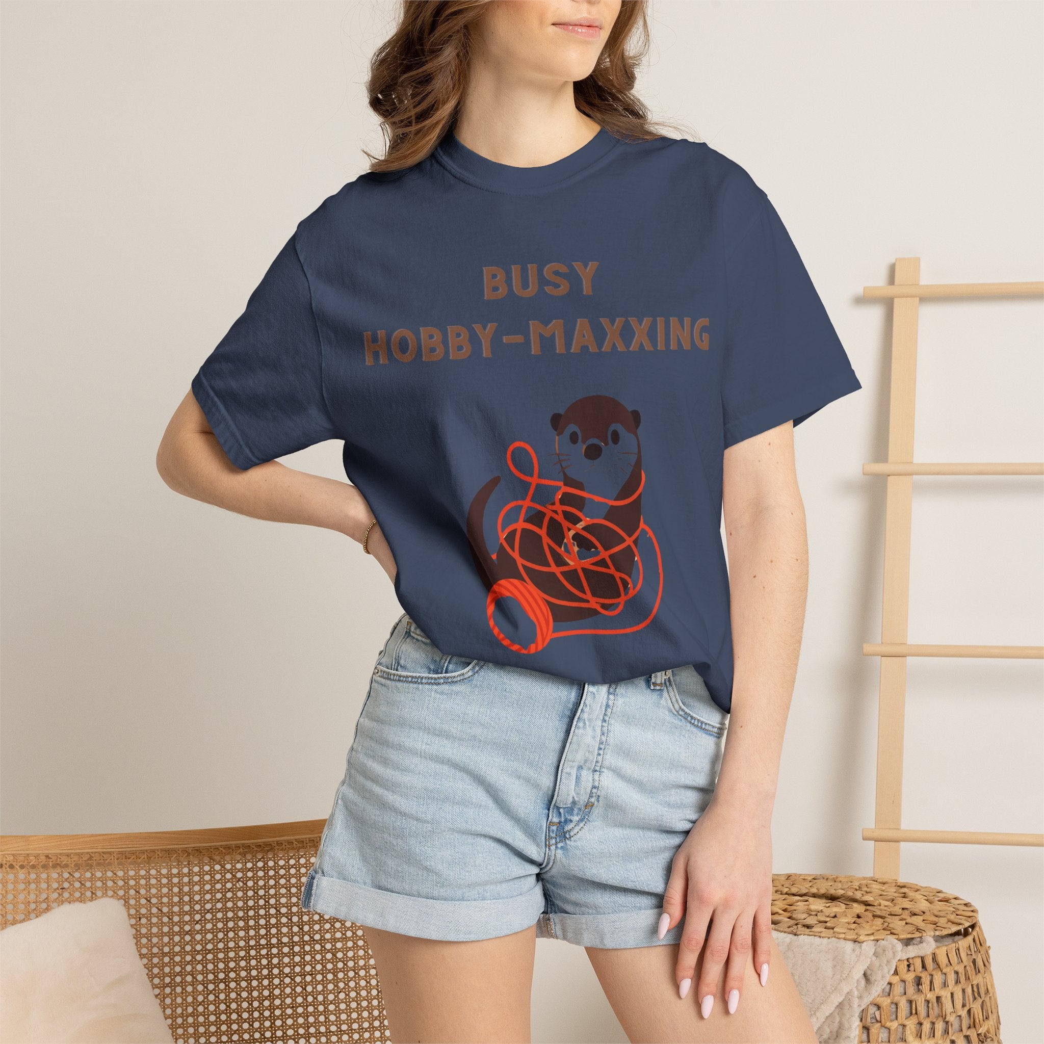 Busy Hobby-Maxxing Otter T-Shirt | Otter with Yarn Tee