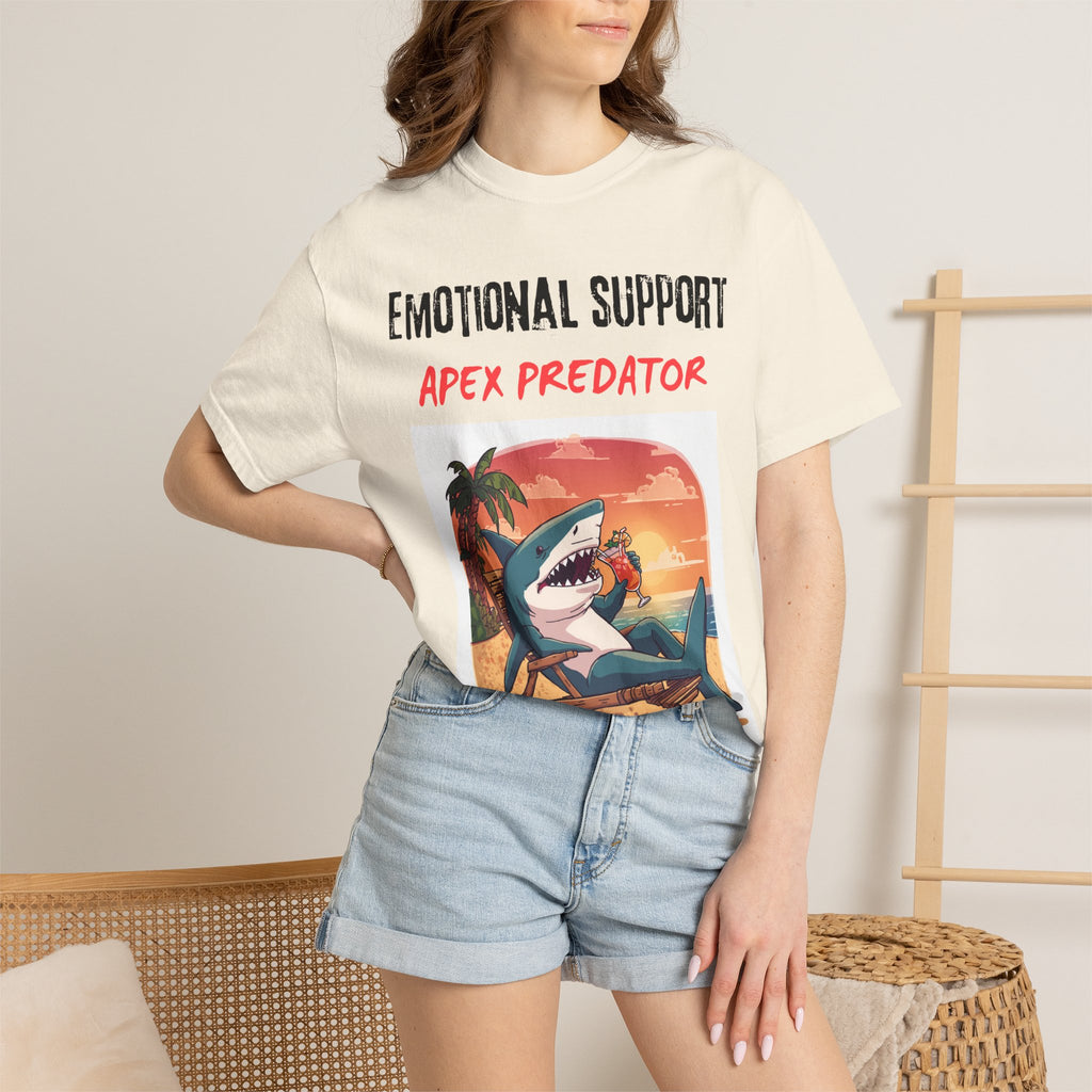 Emotional Support Apex Predator T-Shirt | Shark Beach Sunset Graphic Tee