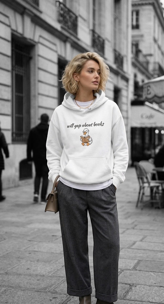Will Yap About Books Duck Hoodie | Cozy Book Lover Gift Hoodie for Readers & Bookworms