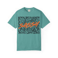 Sassy Zebra Graphic T-Shirt | Bold Orange Script Animal Print Tee