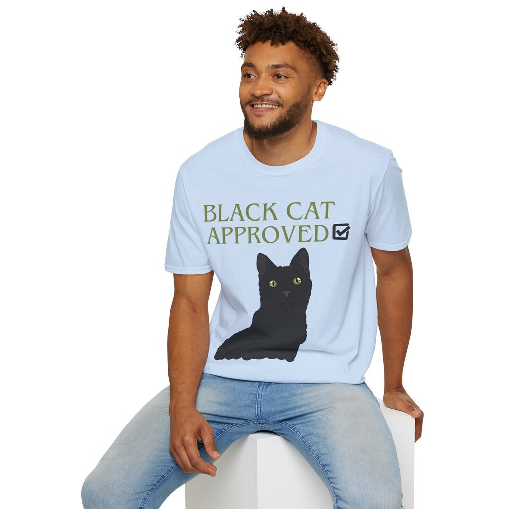 Black Cat Approved T-Shirt | Funny Black Cat Lover Gift Tee for Cat Mums & Dads