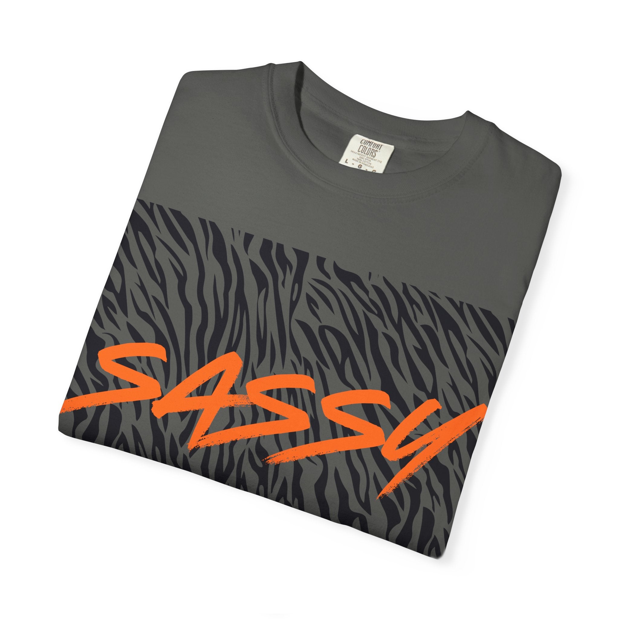 Sassy Zebra Graphic T-Shirt | Bold Orange Script Animal Print Tee