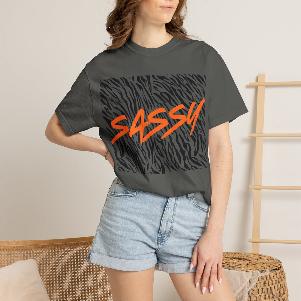 Sassy Zebra Graphic T-Shirt | Bold Orange Script Animal Print Tee