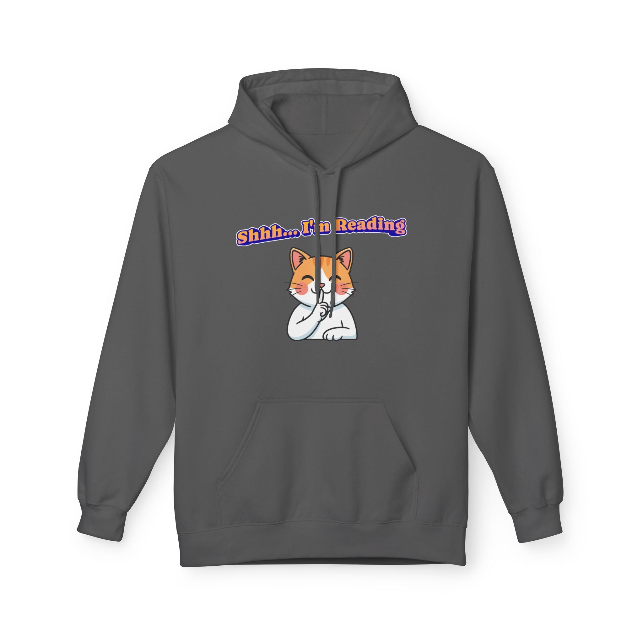 Reading Cat Hoodie — "Shhh... I'm Reading" Cute Cat Graphic Pullover
