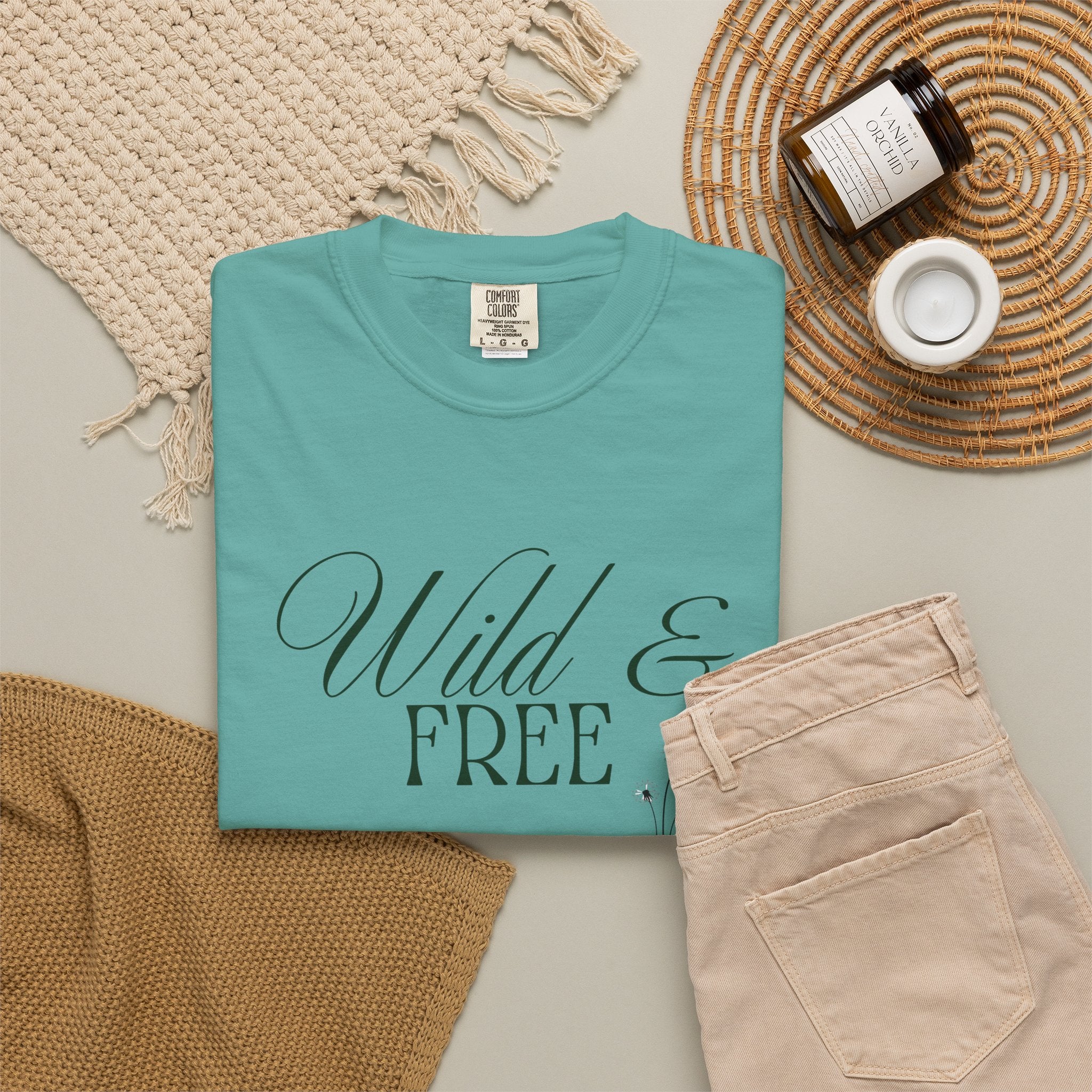 Wild & Free Script T-Shirt | Boho Nature Graphic Tee