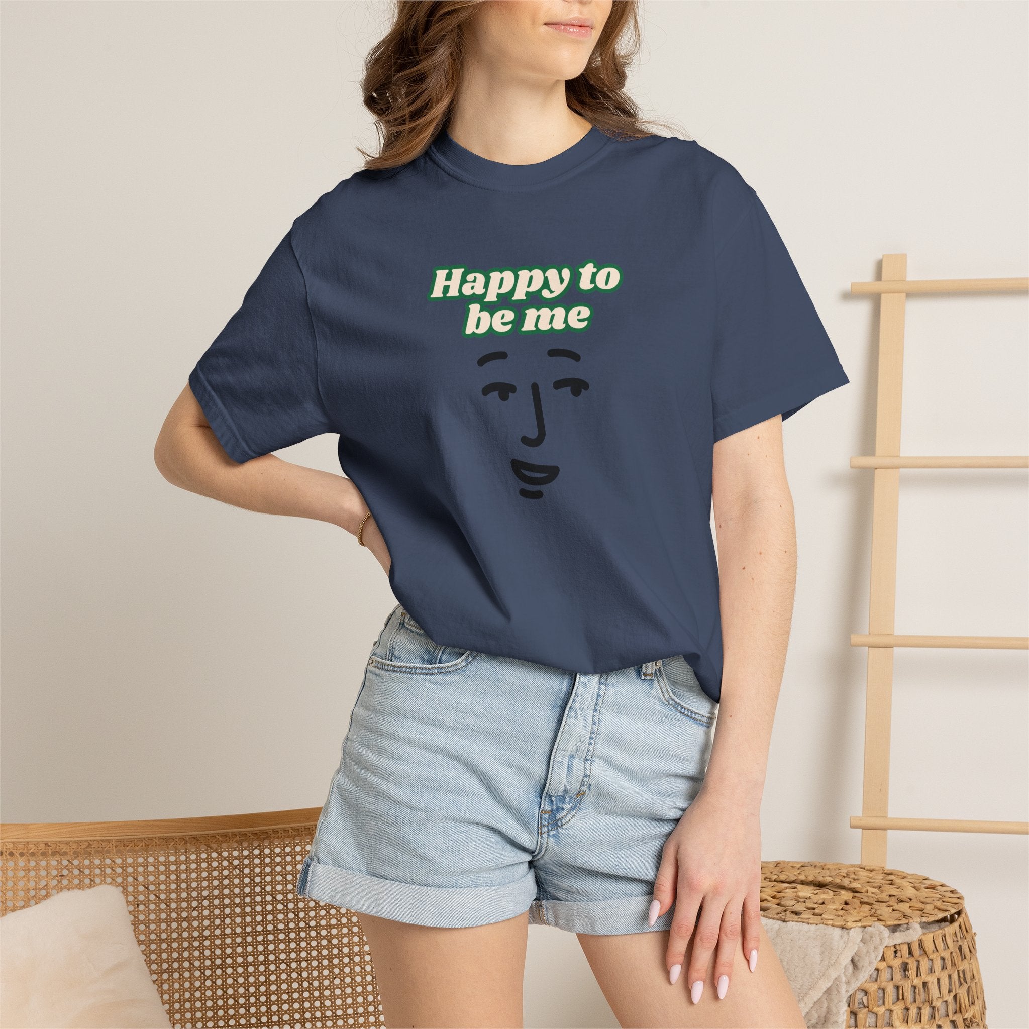 Happy to Be Me Face Graphic T-Shirt | Positive Slogan Tee