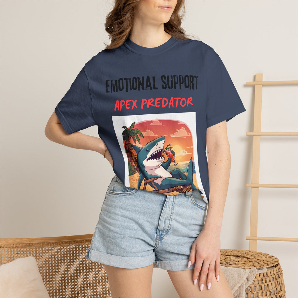 Emotional Support Apex Predator T-Shirt | Shark Beach Sunset Graphic Tee