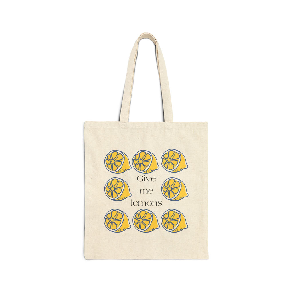 Give Me Lemons tote bag | lemon pattern canvas tote