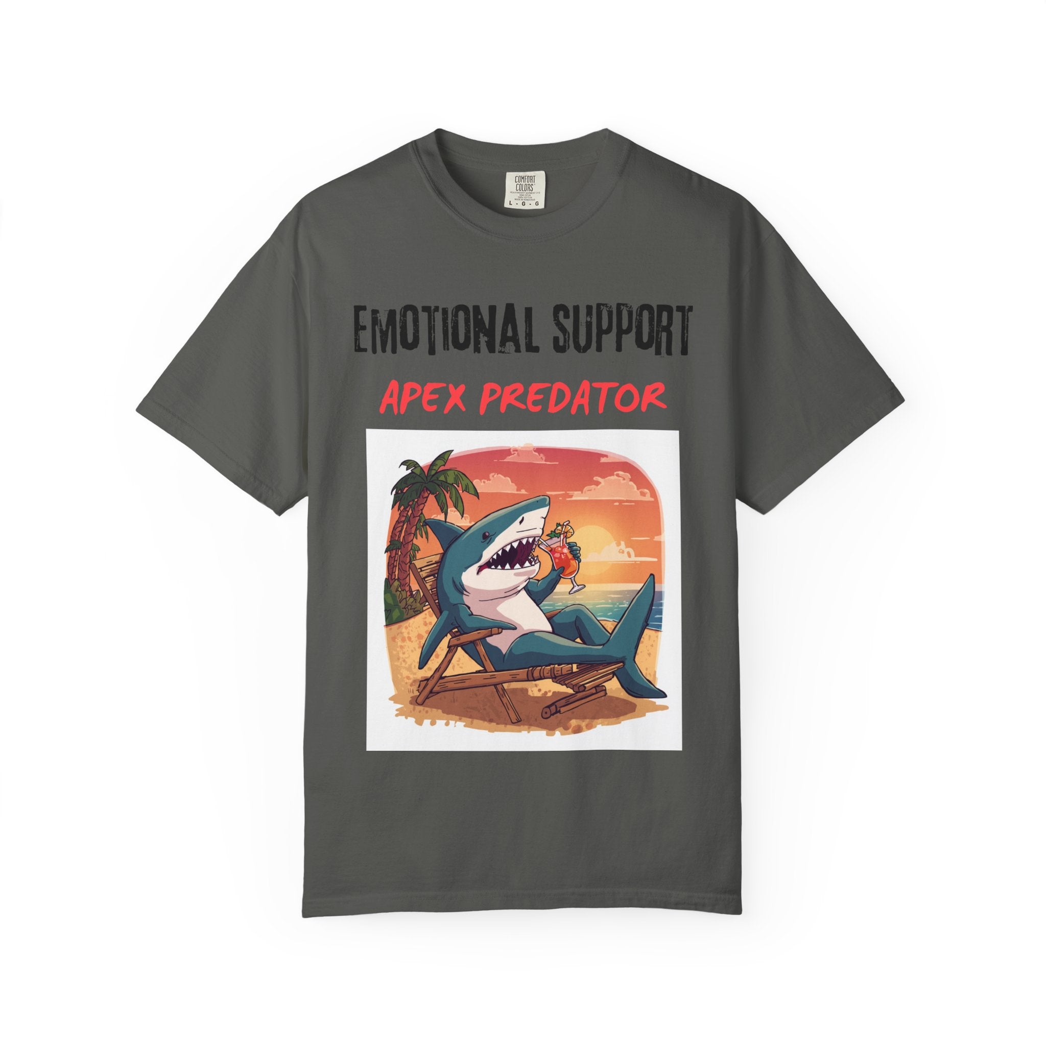 Emotional Support Apex Predator T-Shirt | Shark Beach Sunset Graphic Tee