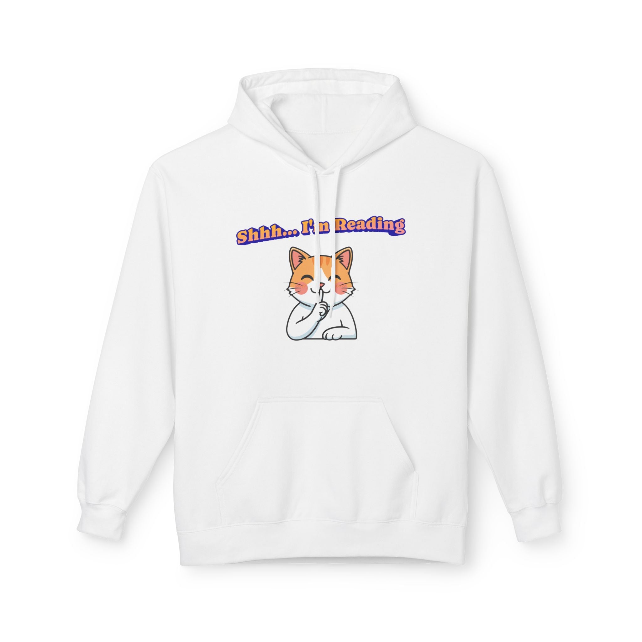 Reading Cat Hoodie — "Shhh... I'm Reading" Cute Cat Graphic Pullover
