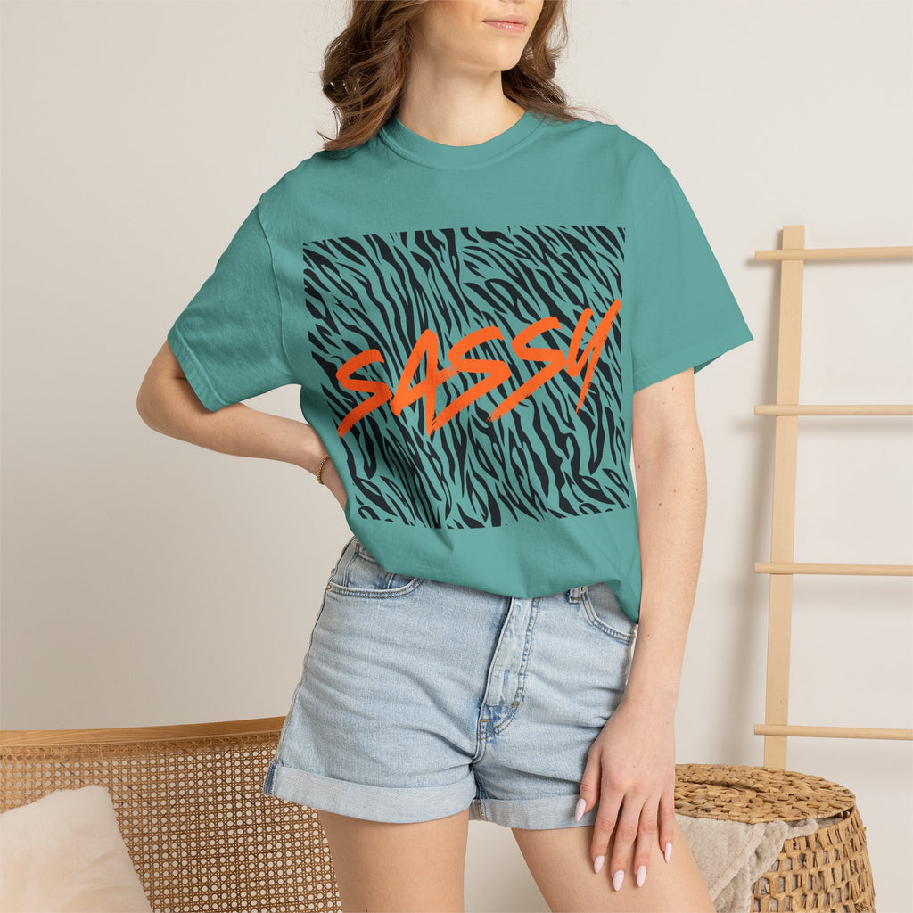 Sassy Zebra Graphic T-Shirt | Bold Orange Script Animal Print Tee