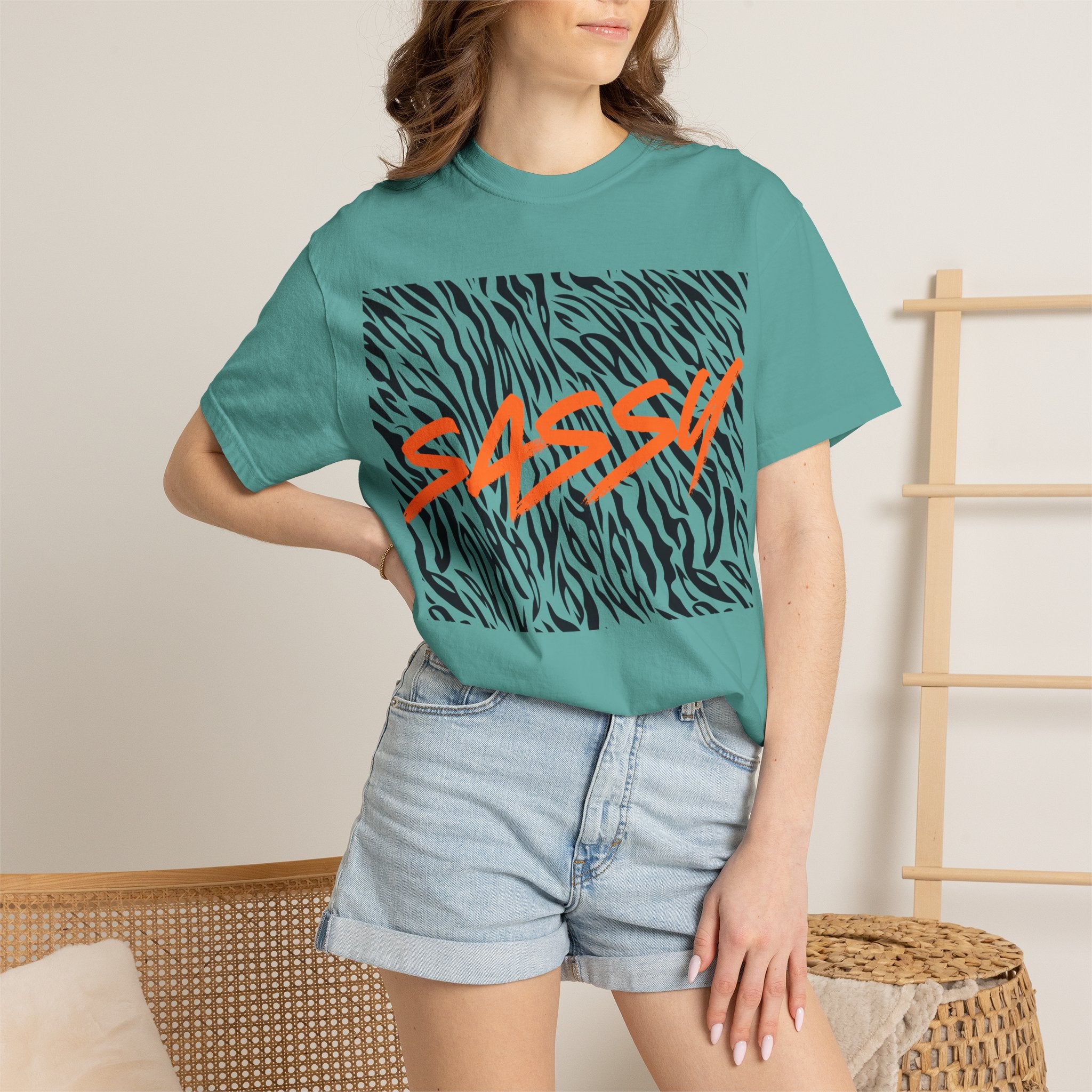 Sassy Zebra Graphic T-Shirt | Bold Orange Script Animal Print Tee