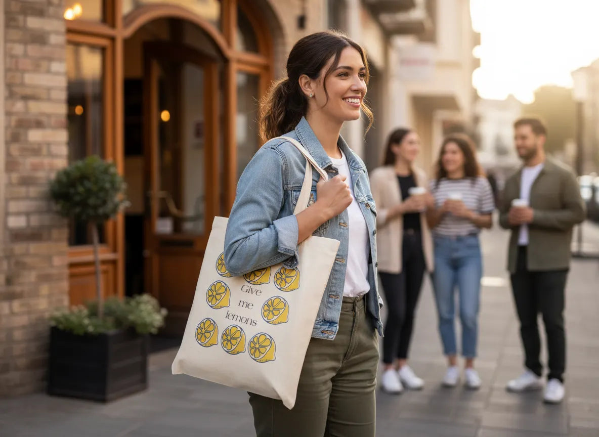 Give Me Lemons tote bag | lemon pattern canvas tote