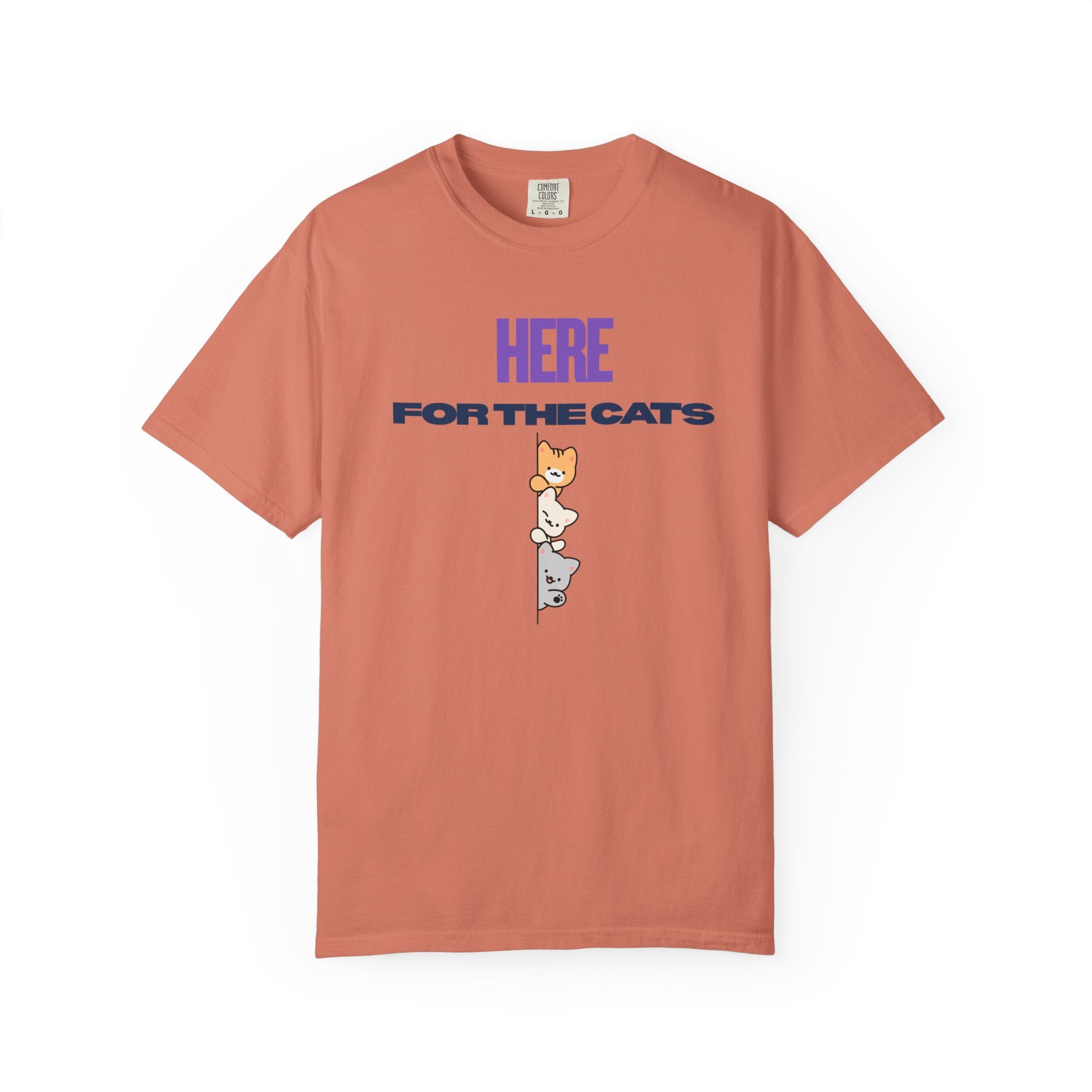 Here for the Cats T-Shirt | Stacked Cartoon Cats Cat Lover Tee