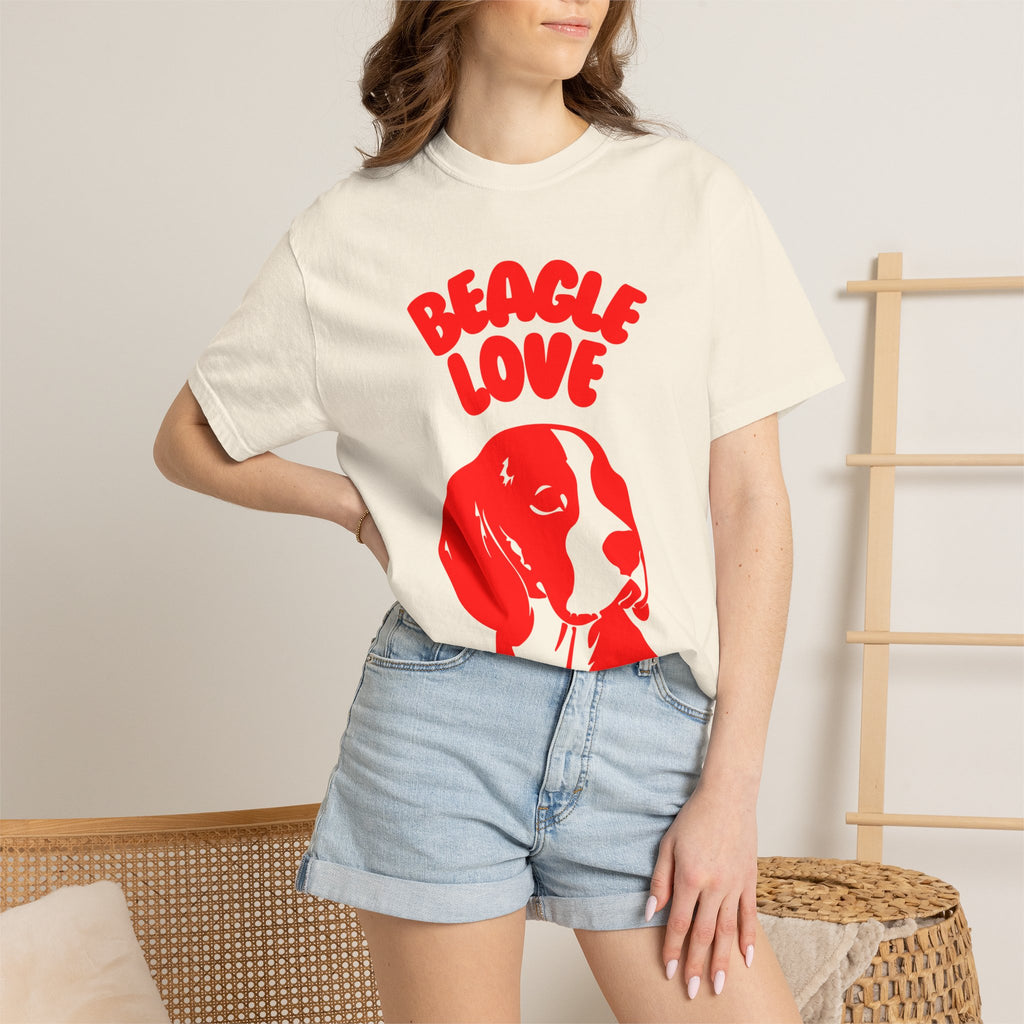 Beagle Love T-Shirt | Retro Dog Illustration, Red Silhouette