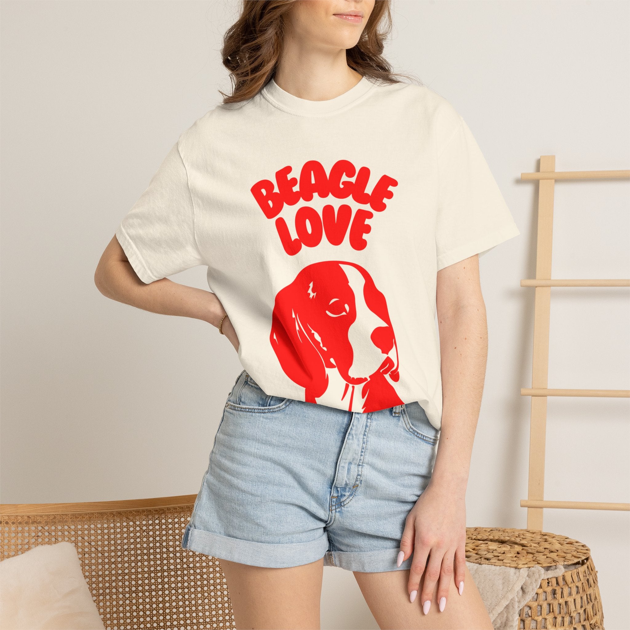 Beagle Love T-Shirt | Retro Dog Illustration, Red Silhouette