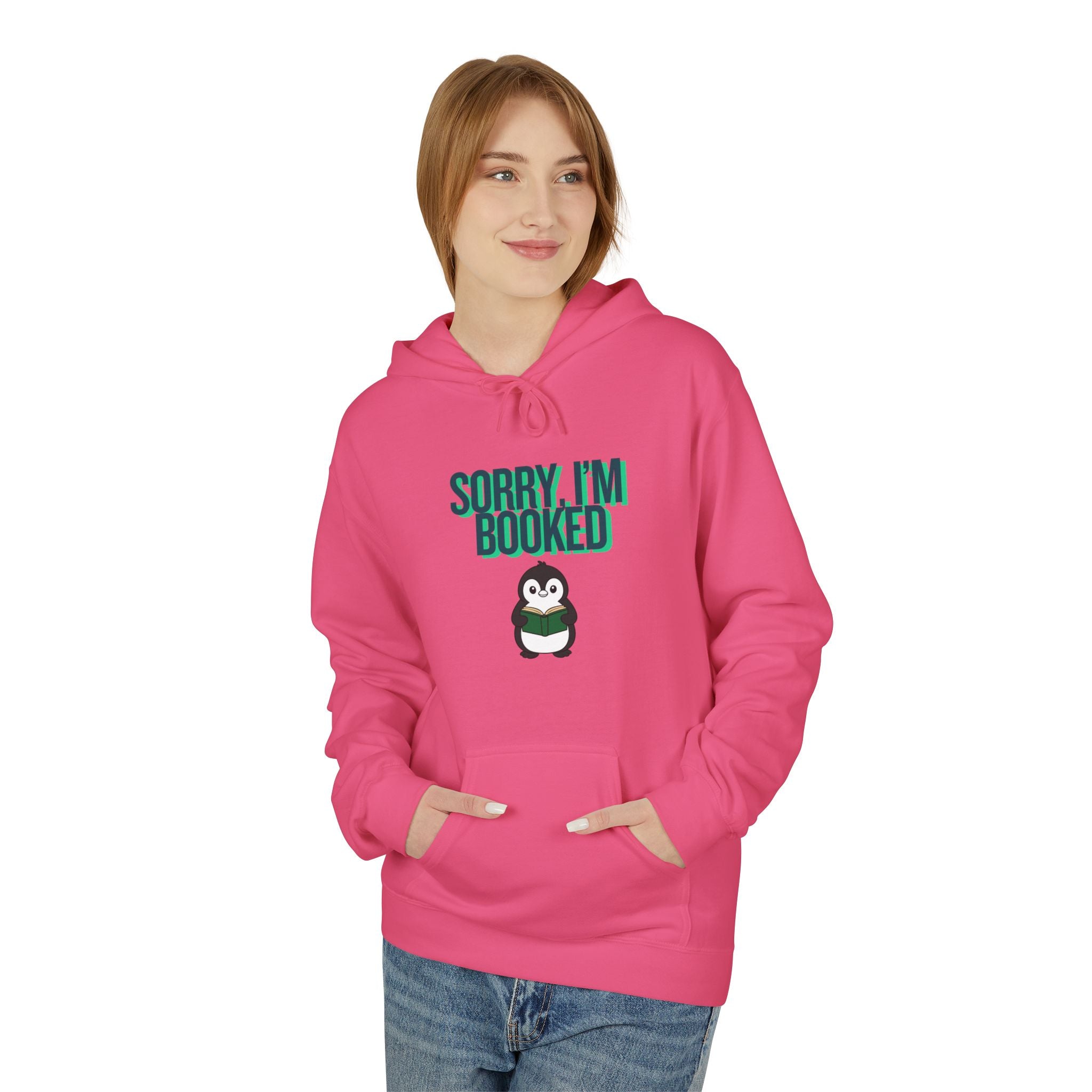 Sorry, I'm Booked Penguin Reading Hoodie | Cute Book Lover Gift for Readers & Bookworms