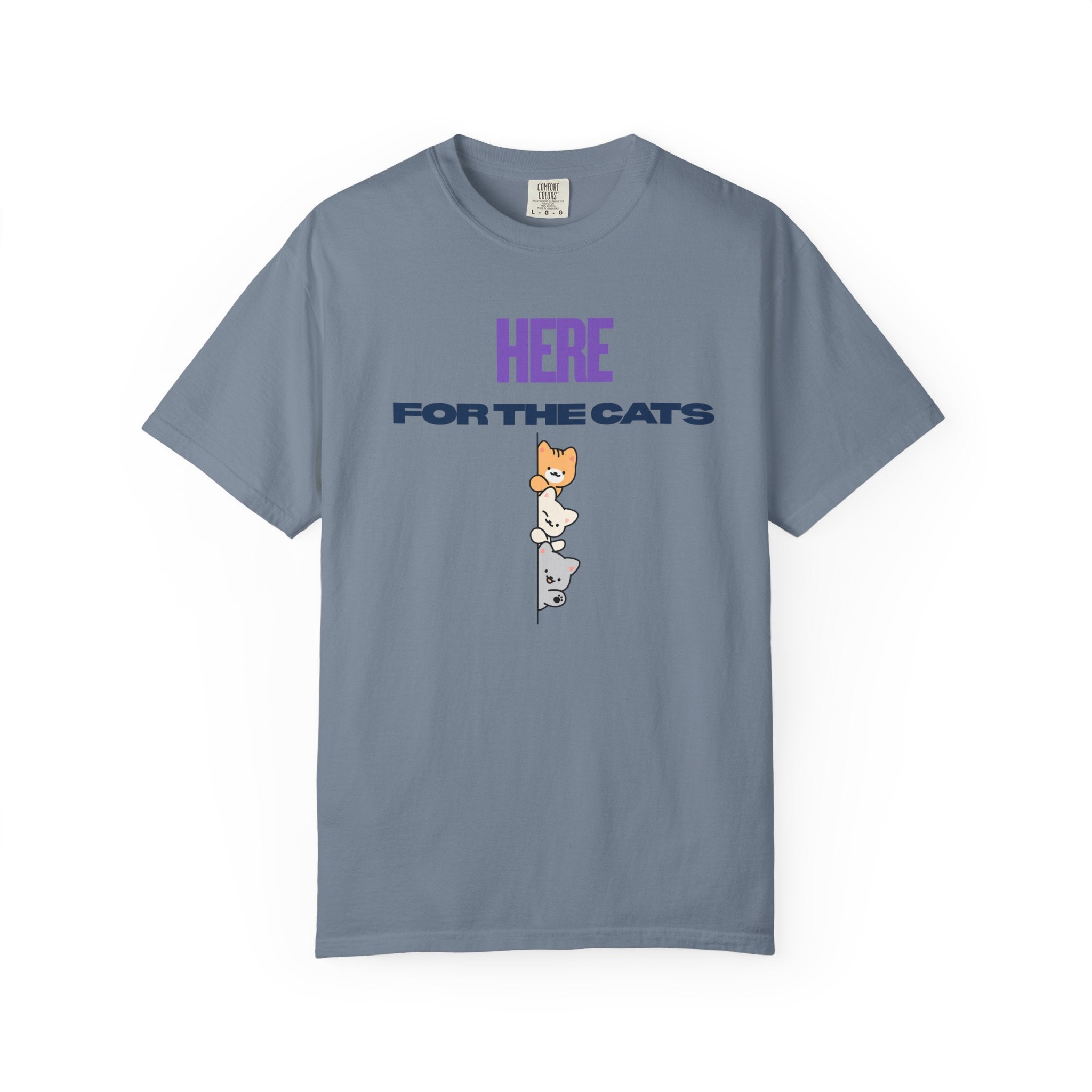 Here for the Cats T-Shirt | Stacked Cartoon Cats Cat Lover Tee