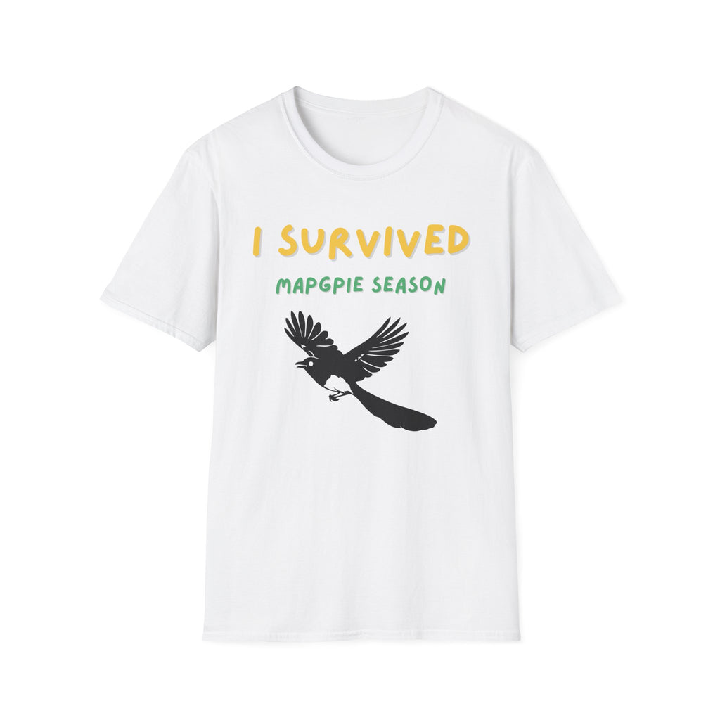 I Survived Magpie Season T-Shirt | Funny Aussie Bird Gift Tee for Nature Lovers
