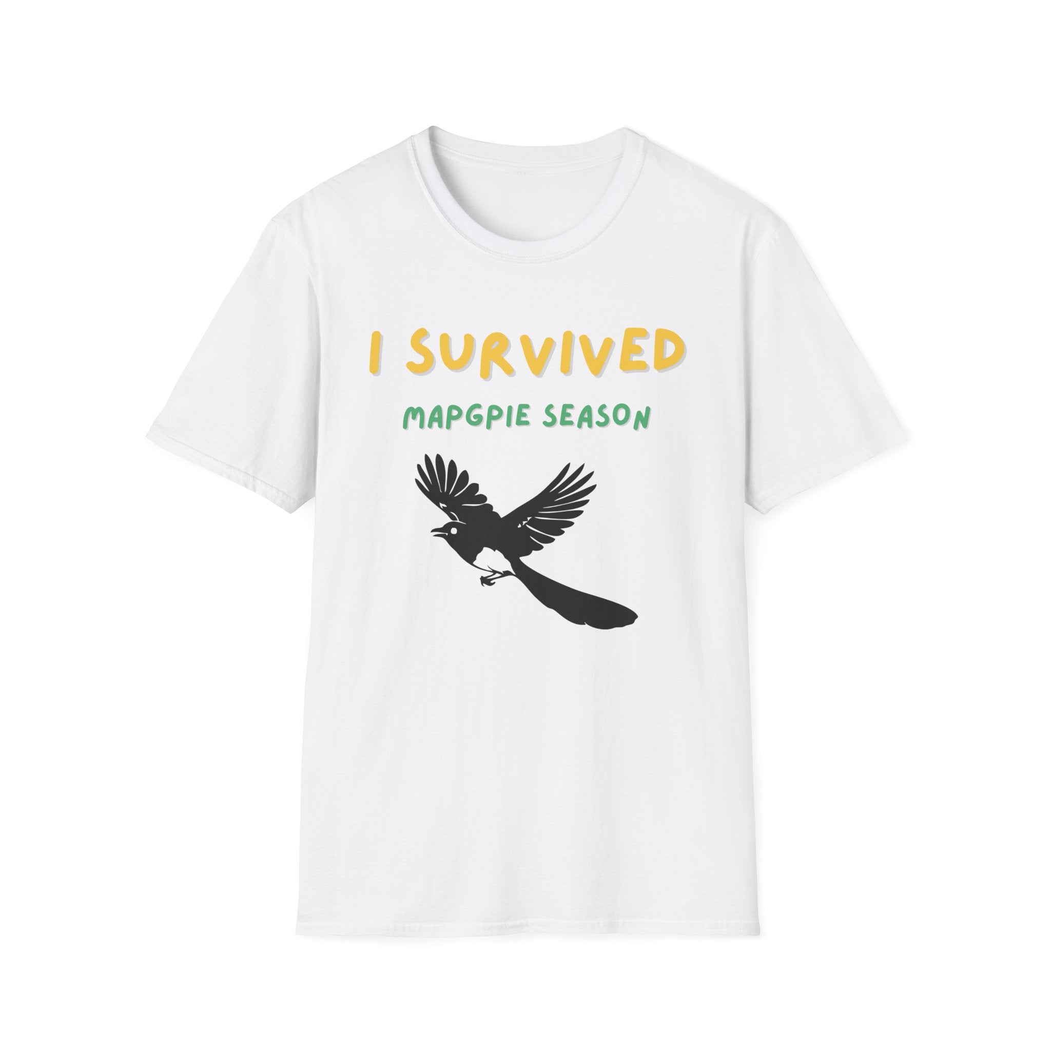 I Survived Magpie Season T-Shirt | Funny Aussie Bird Gift Tee for Nature Lovers