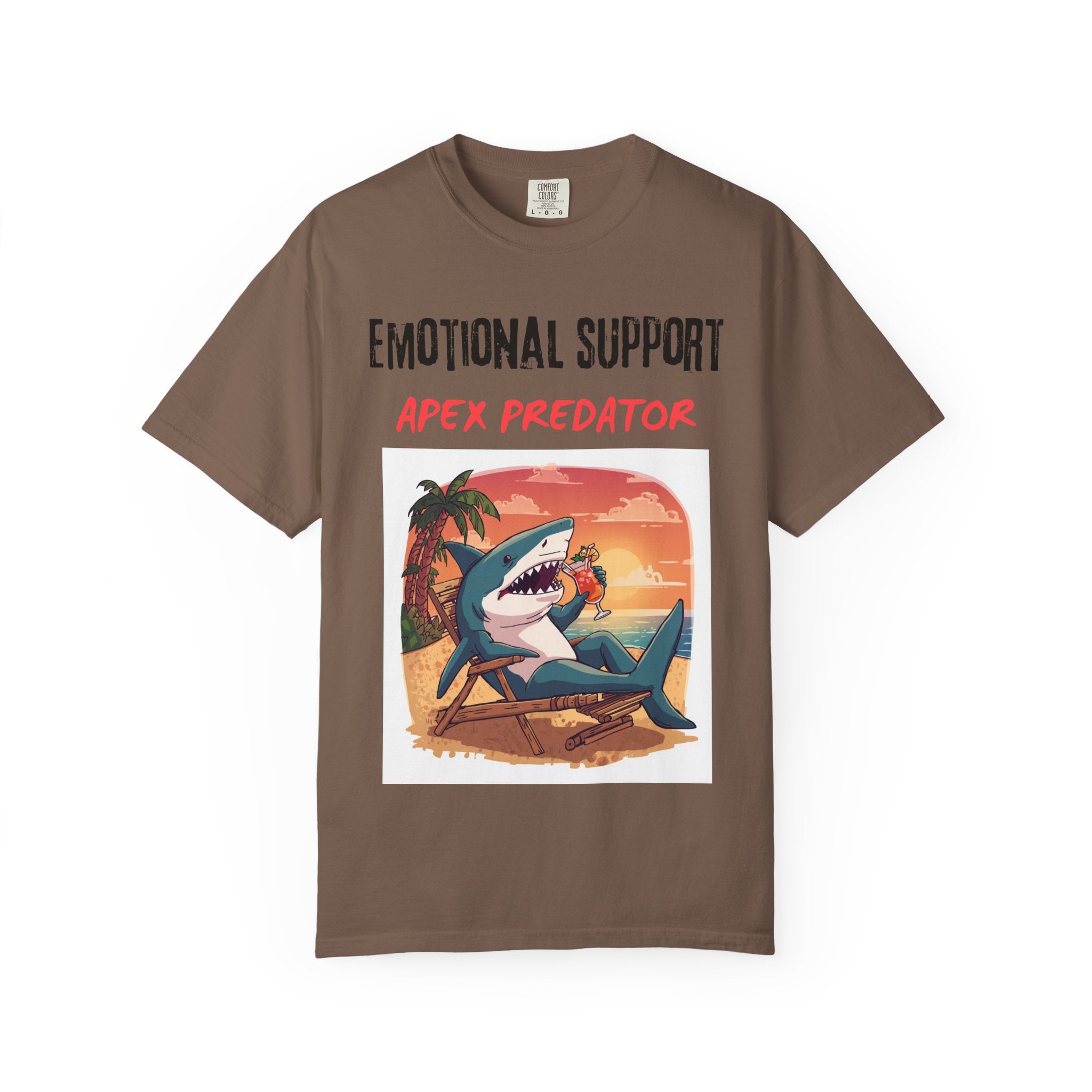 Emotional Support Apex Predator T-Shirt | Shark Beach Sunset Graphic Tee
