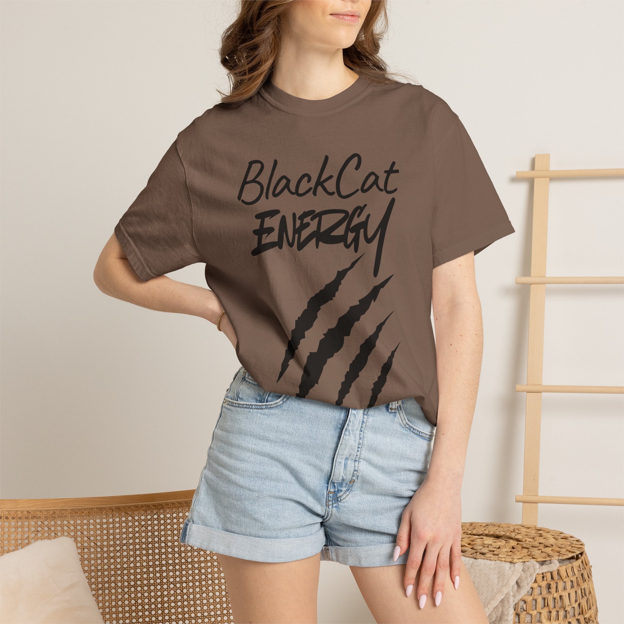 Black Cat Energy T-Shirt | Witchy Cat Lover Graphic Tee