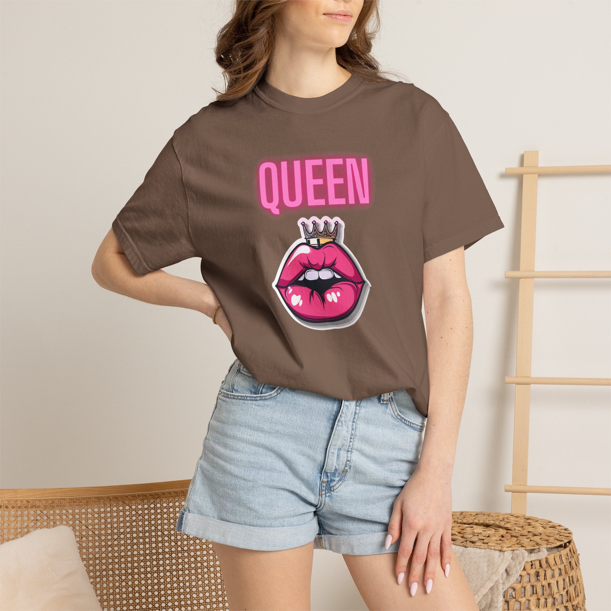 Queen Lip Graphic T-Shirt — Feminine Crowned Lips Tee