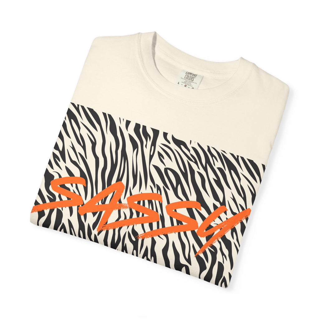 Sassy Zebra Graphic T-Shirt | Bold Orange Script Animal Print Tee