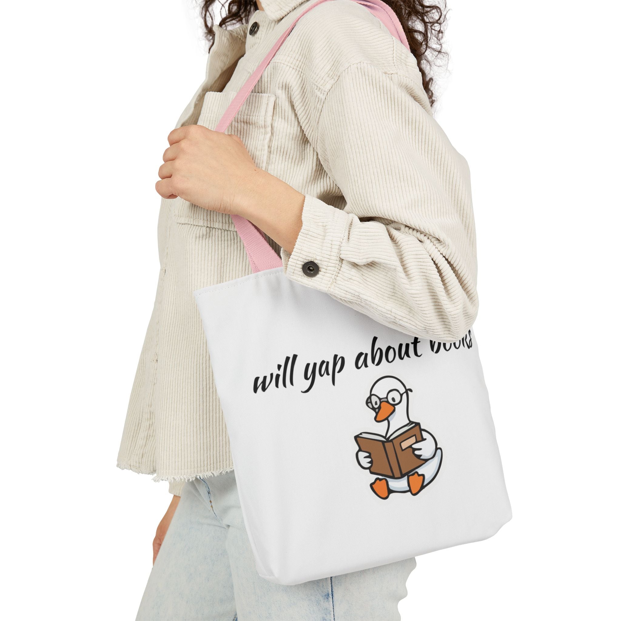 Will Yap About Books Duck Canvas Tote Bag | Cute Book Lover Gift Bag for Readers
