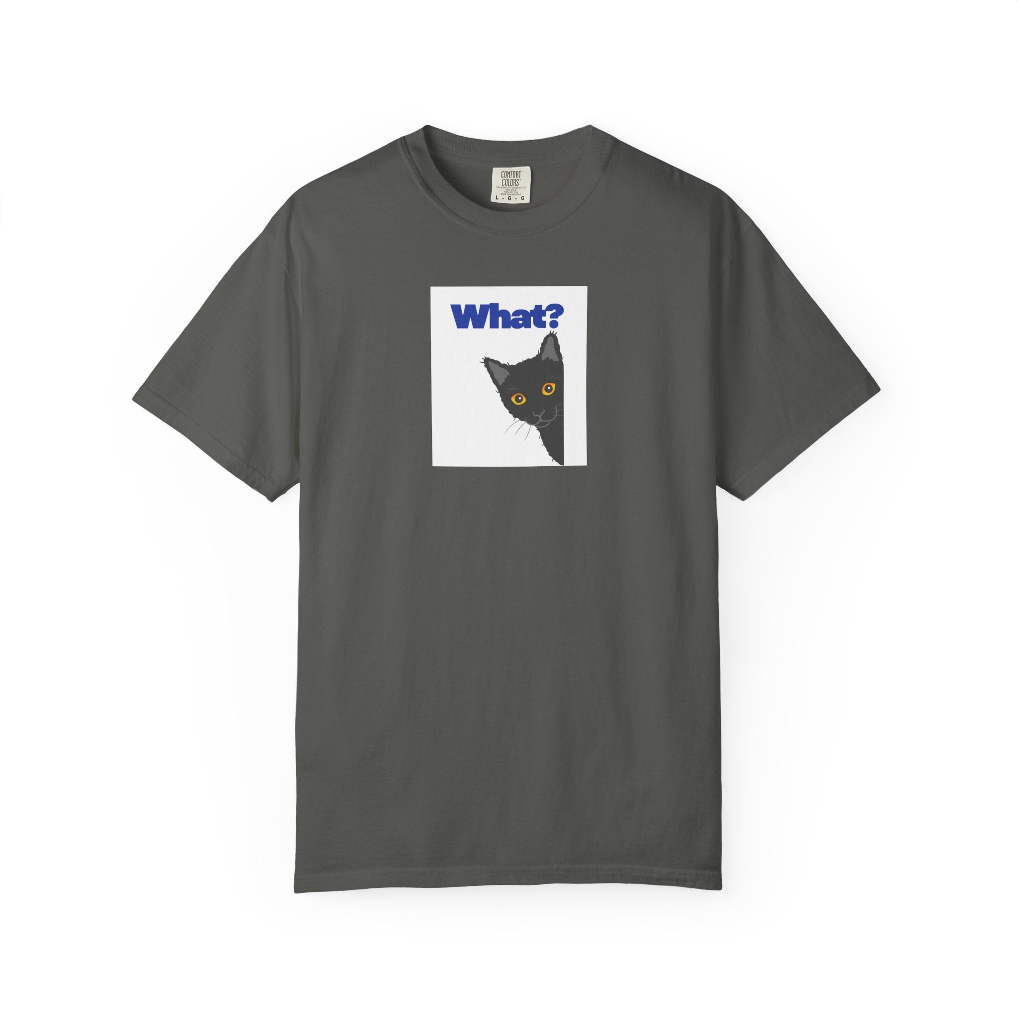 Peekaboo Black Cat "What?" T-shirt | Cat Lover Tee
