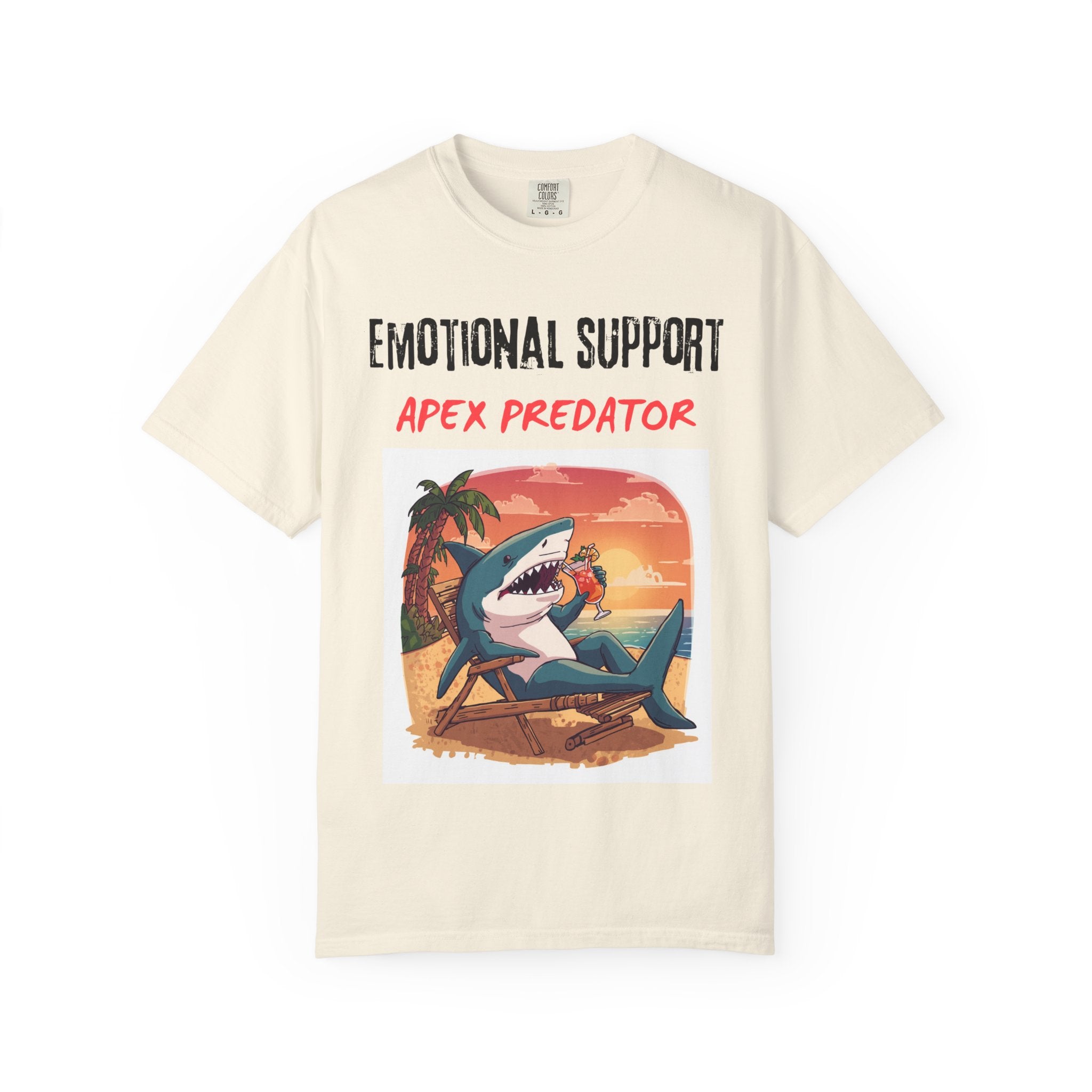 Emotional Support Apex Predator T-Shirt | Shark Beach Sunset Graphic Tee