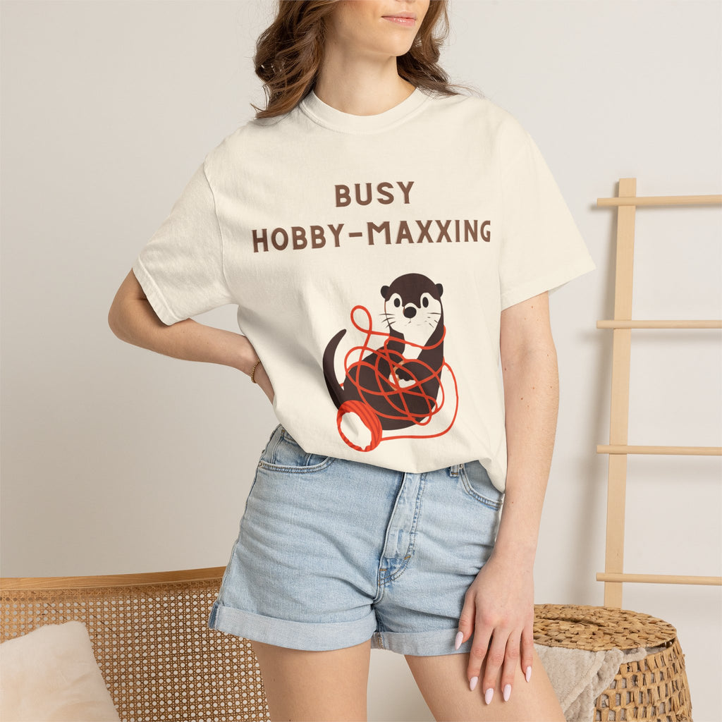 Busy Hobby-Maxxing Otter T-Shirt | Otter with Yarn Tee
