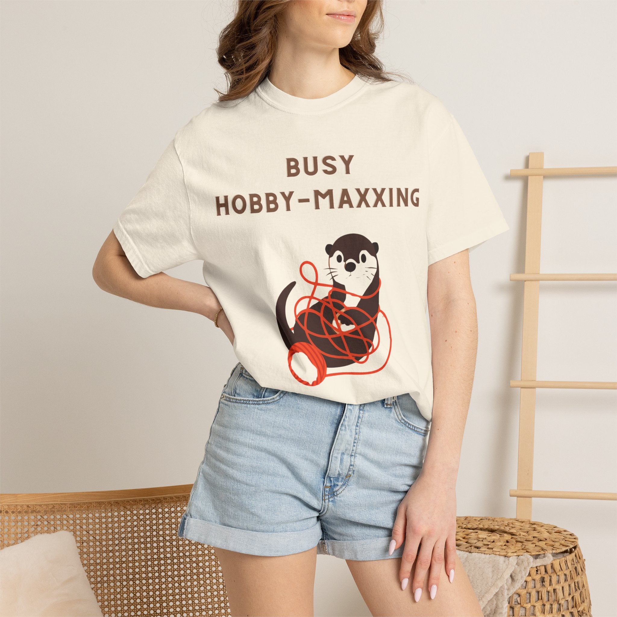 Busy Hobby-Maxxing Otter T-Shirt | Otter with Yarn Tee
