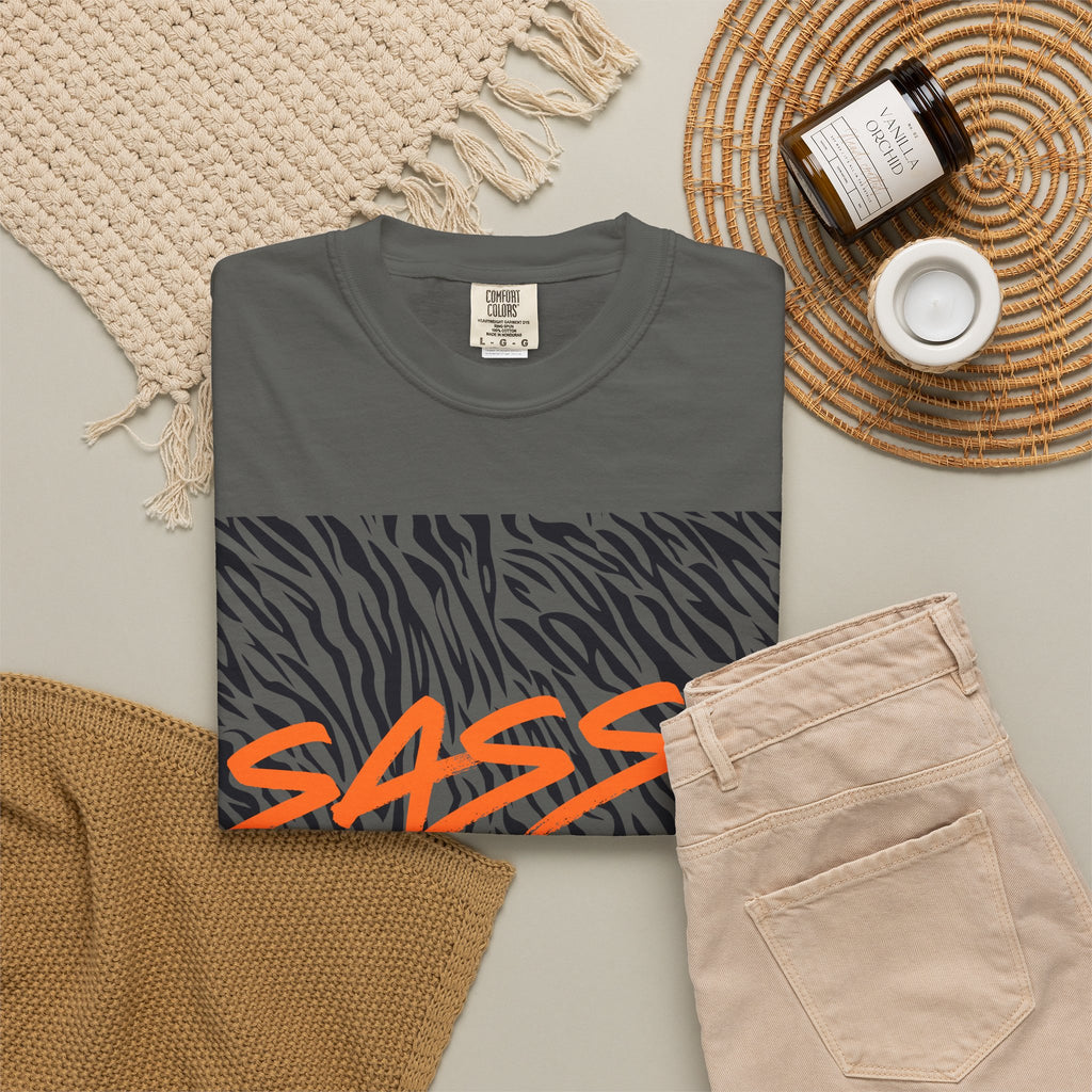 Sassy Zebra Graphic T-Shirt | Bold Orange Script Animal Print Tee