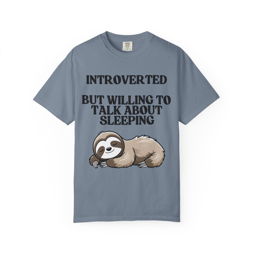 Introverted But Willing to Talk About Sleeping sloth T-Shirt | Cute Sleepy Animal Tee