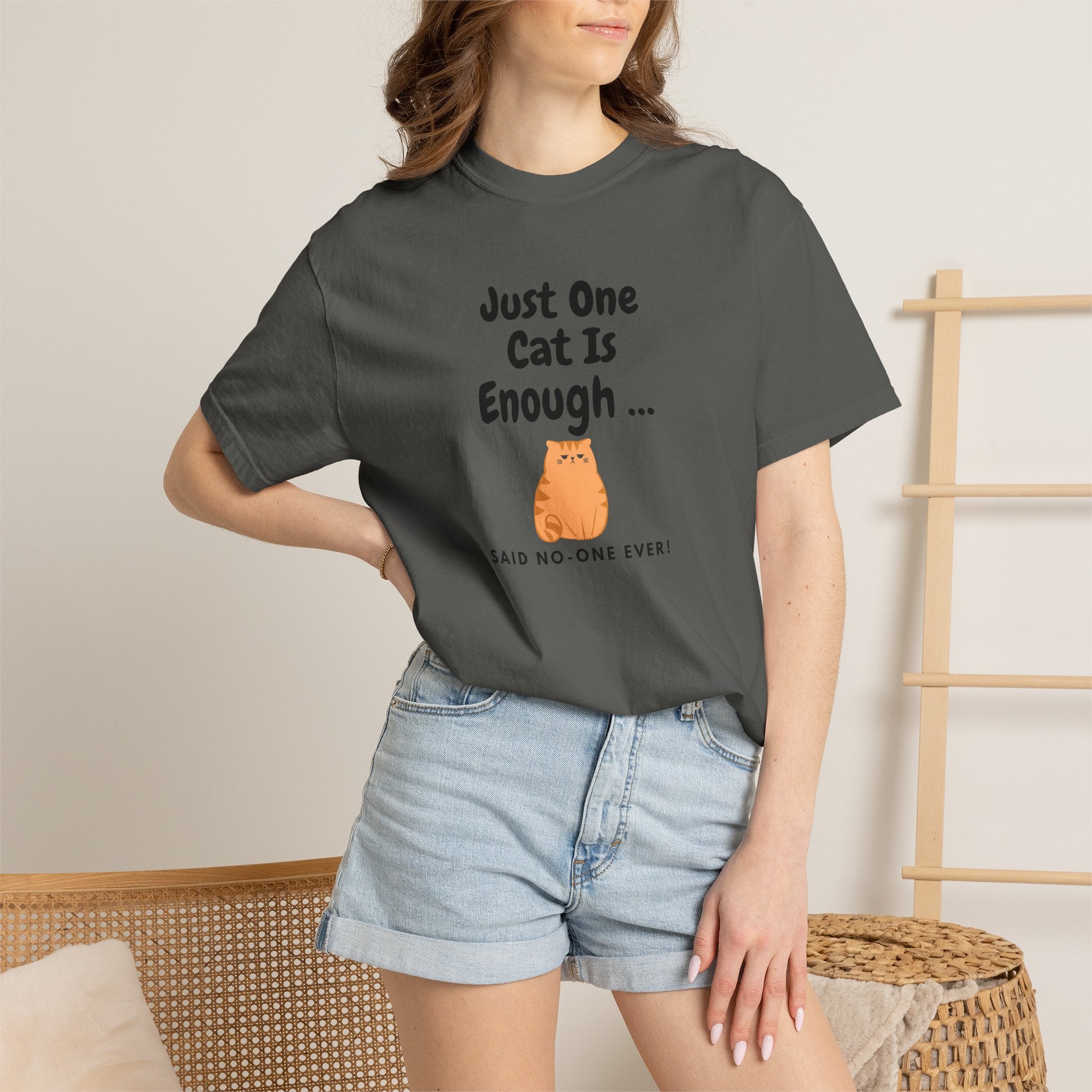 Just One Cat Is Enough Cute Orange Cat Illustration T-shirt | Cat Lover Tee