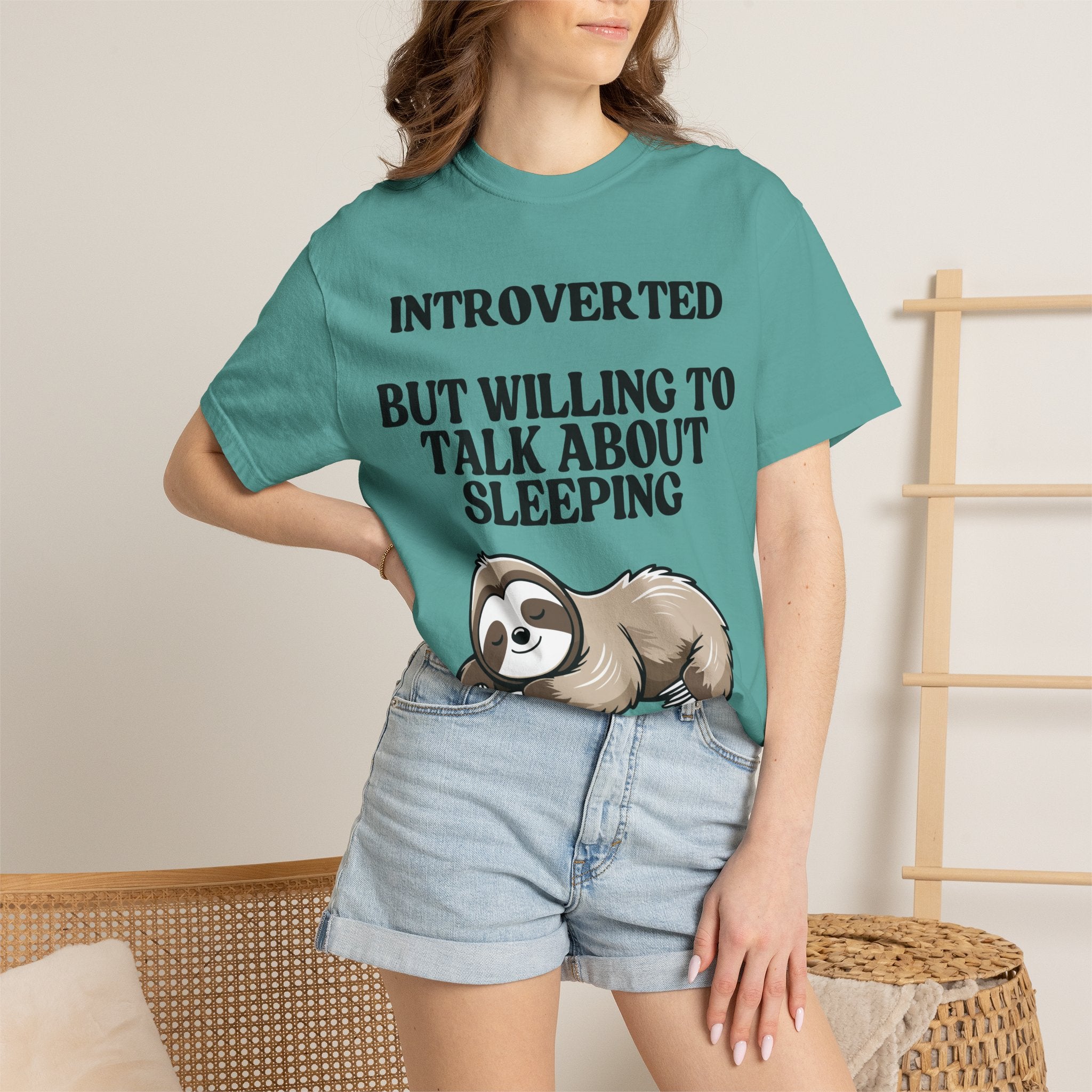 Introverted But Willing to Talk About Sleeping sloth T-Shirt | Cute Sleepy Animal Tee