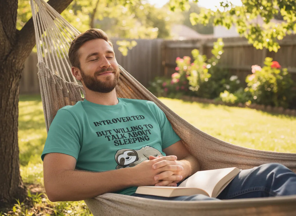 Introverted But Willing to Talk About Sleeping sloth T-Shirt | Cute Sleepy Animal Tee