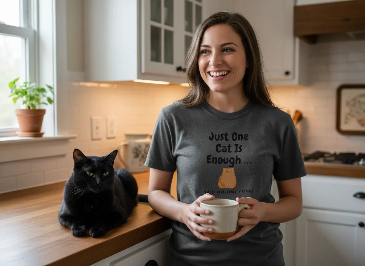 Just One Cat Is Enough Cute Orange Cat Illustration T-shirt | Cat Lover Tee